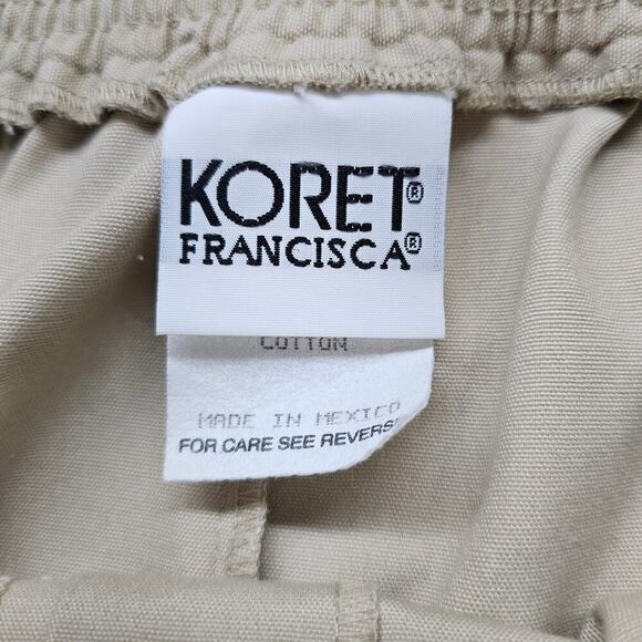 Vintage 80s Koret Skirt Womens Size 10 Tan Midi Preppy Coquette Button Down - Picture 9 of 10